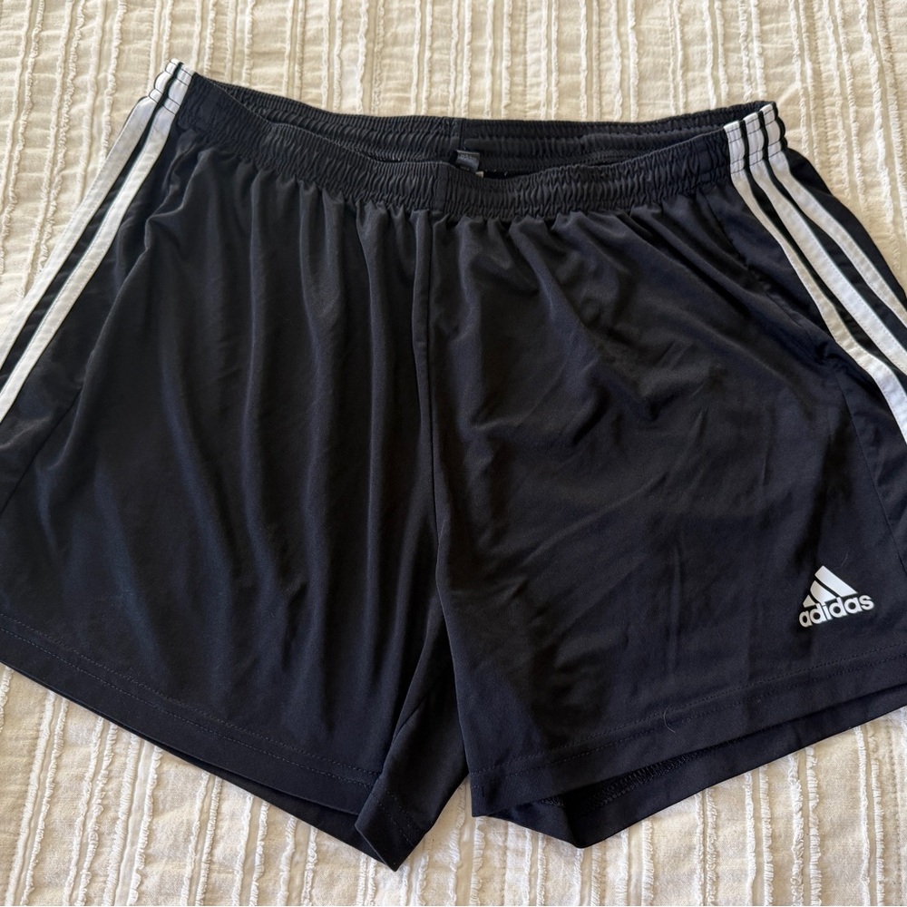 adidas Women’s Black Athletic Shorts with White Side Stripes